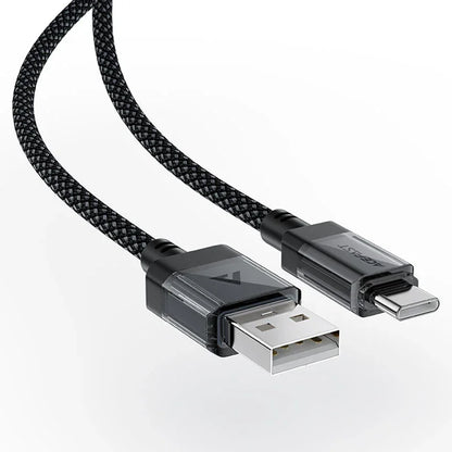 USB-A - USB-C Acefast C12-04 -data- ja latauskaapeli, 18W, 1.2m, Musta