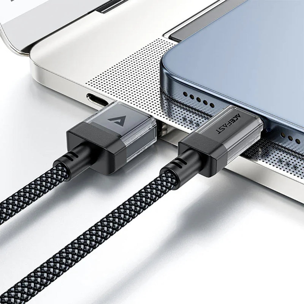 USB-A - USB-C Acefast C12-04 -data- ja latauskaapeli, 18W, 1.2m, Musta