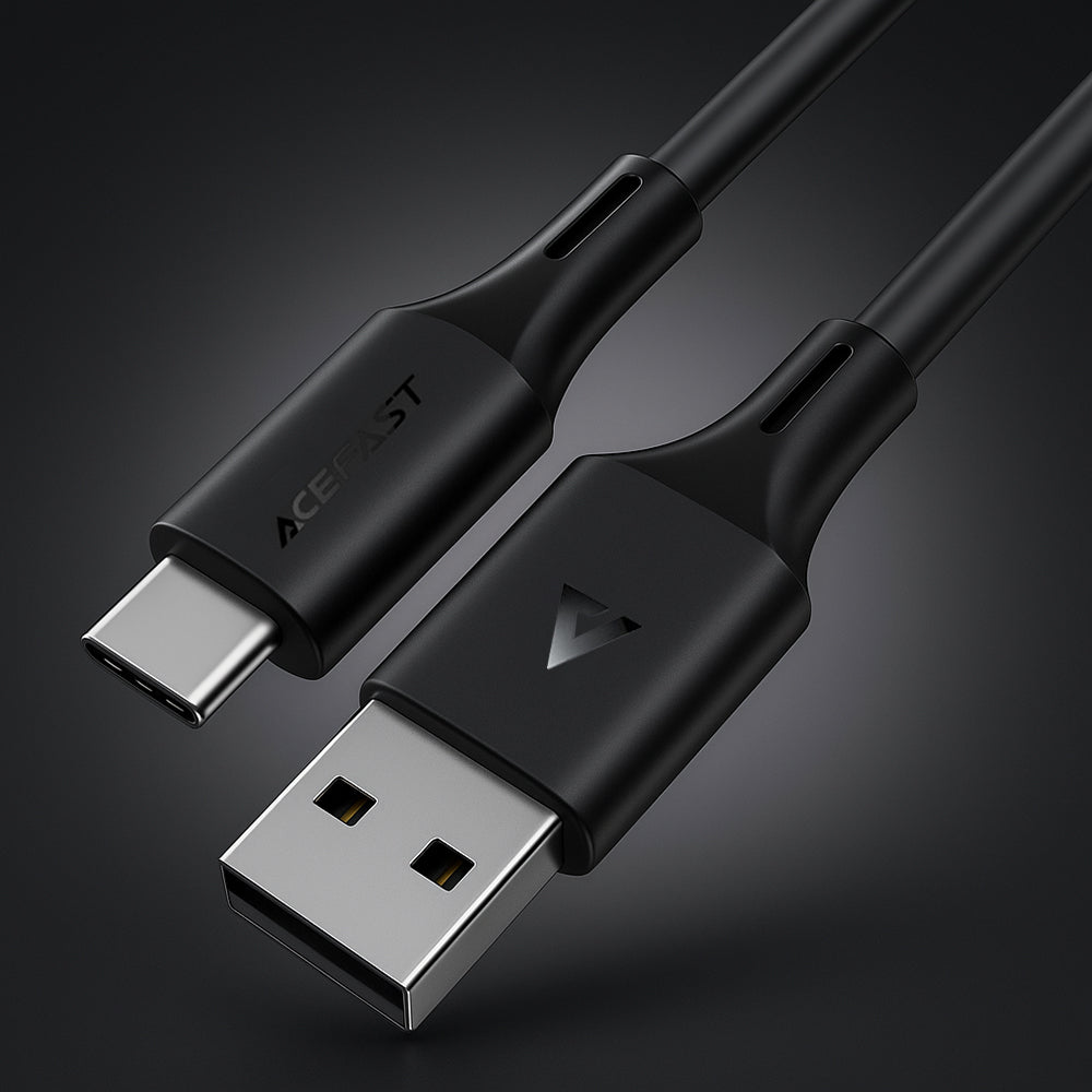 USB-A - USB-C Acefast C17-04 -data- ja latauskaapeli, 18W, 1.2m, Musta