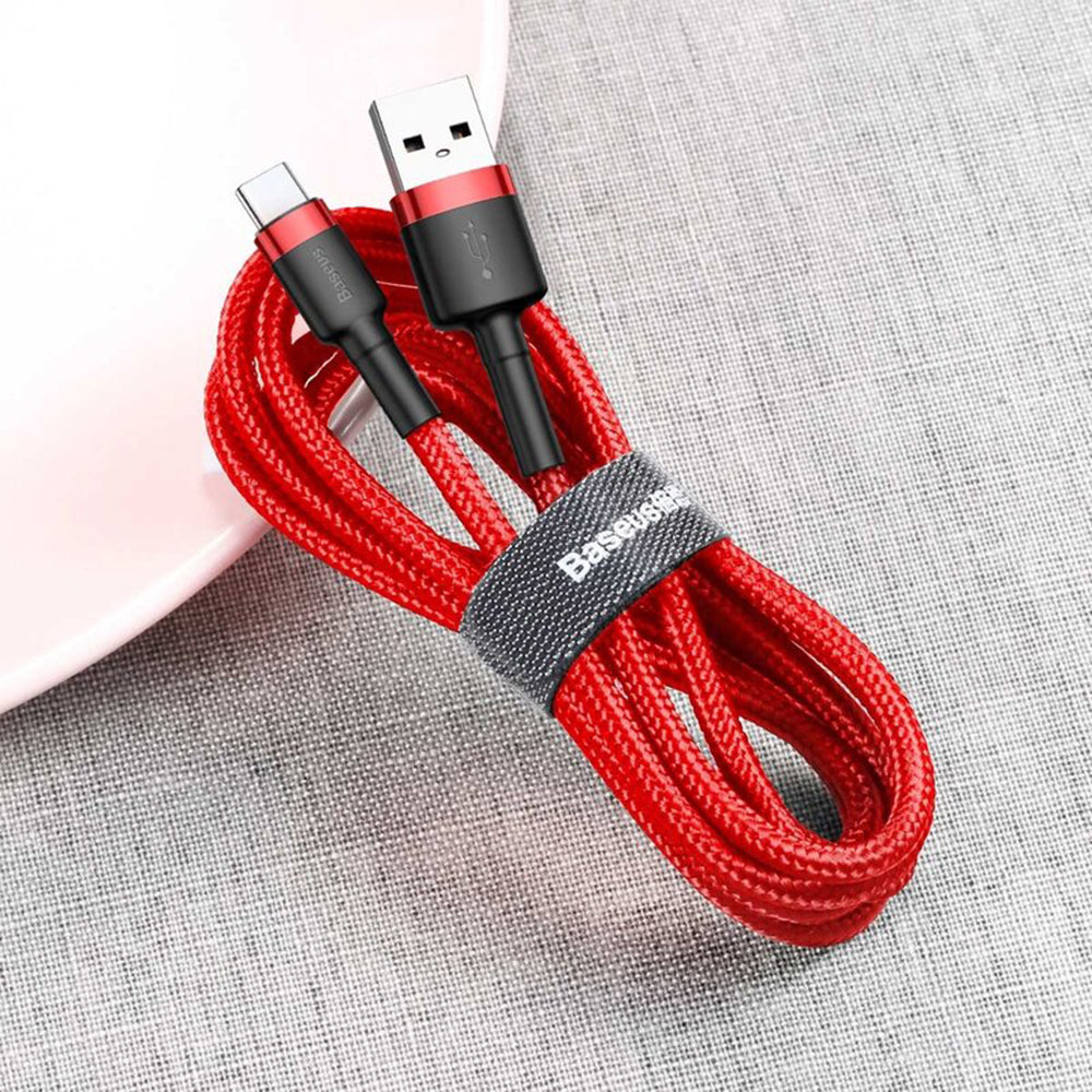 USB-A - USB-C Baseus Cafule -data- ja latauskaapeli, 18W, 3m, Punainen CATKLF-U09