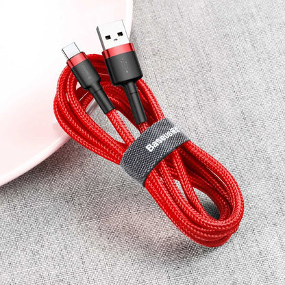 USB-A - USB-C Baseus Cafule -data- ja latauskaapeli, 18W, 3m, Punainen CATKLF-U09