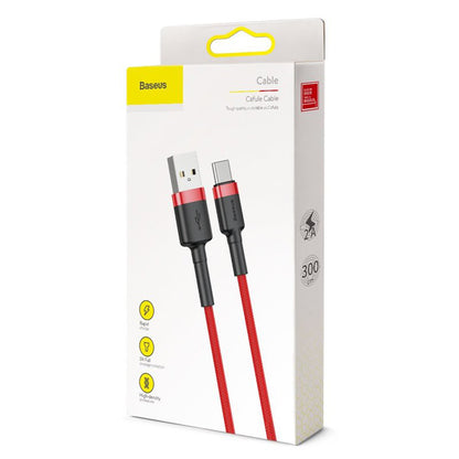 USB-A - USB-C Baseus Cafule -data- ja latauskaapeli, 18W, 3m, Punainen CATKLF-U09