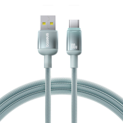 Baseus Discolor USB-A - USB-C Data ja Latauskaapeli, 100W, 1m, Sinivihreä E0420801