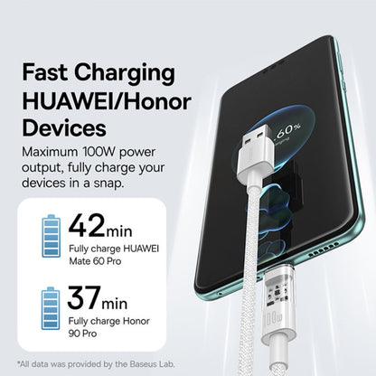 USB-A - USB-C Baseus Gem -datalatauskaapeli, 100W, 1m, Valkoinen P10373002211-00