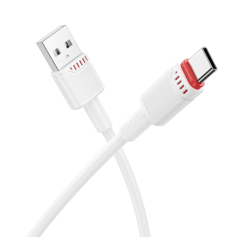 USB-A - USB-C -data- ja latauskaapeli Borofone BX110 Beneficio, 18W, 1m, Valkoinen