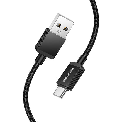 USB-A - USB-C Borofone BX120 Placer -data- ja latauskaapeli, 18W, 1m, Musta