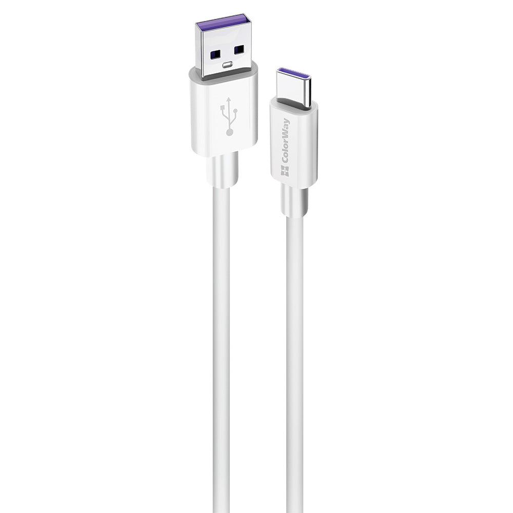 USB-A - USB-C -lataus- ja tiedonsiirtokaapeli ColorWay CW-CBUC019, 18W, 1m, Valkoinen