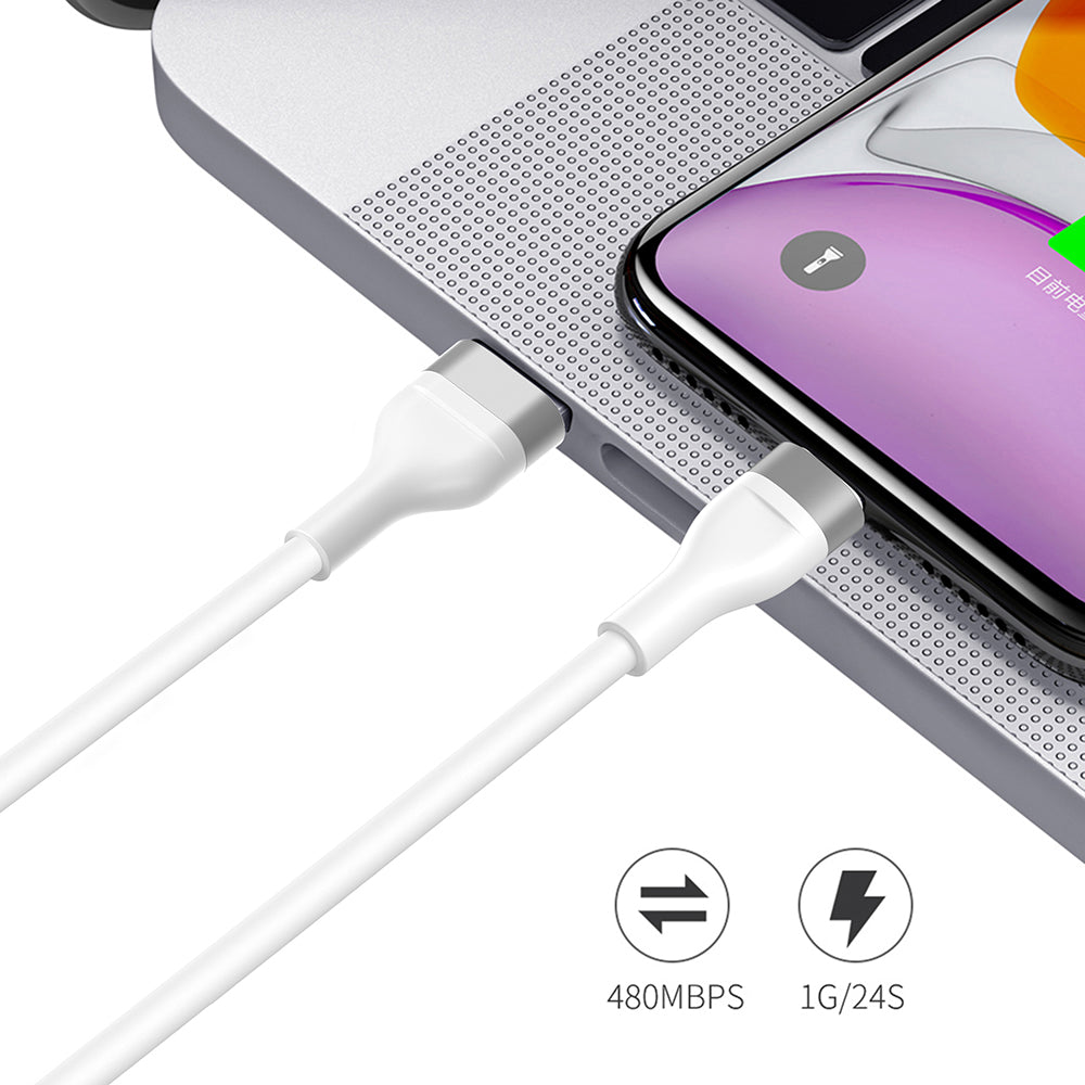 USB-A - USB-C Lito LD02C Data- ja Latauskaapeli, 18W, 1.2m, Valkoinen