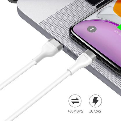 USB-A - USB-C Lito LD02C Data- ja Latauskaapeli, 18W, 1.2m, Valkoinen