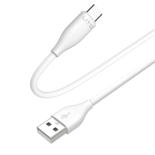 USB-A - USB-C Lito LD03T -data- ja latauskaapeli, 18W, 1m, Valkoinen