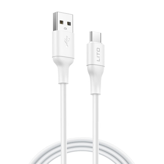 USB-A - USB-C Lito LD06T Data- ja Latauskaapeli, 18W, 1m, Valkoinen