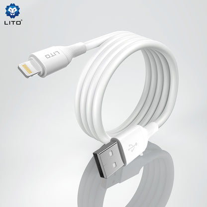 USB-A - USB-C Lito LD06T Data- ja Latauskaapeli, 18W, 1m, Valkoinen