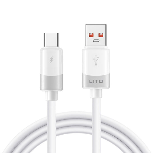 USB-A - USB-C Lito LD07 Data- ja Latauskaapeli, 18W, 1m, Valkoinen