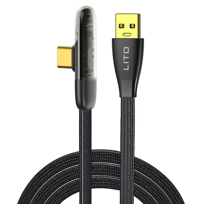 USB-A - USB-C Lito LD11C, 18W, 1m, musta data- ja latauskaapeli