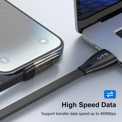 USB-A - USB-C Lito LD11C, 18W, 1m, musta data- ja latauskaapeli