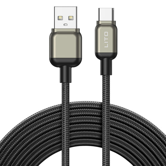 USB-A - USB-C Lito LD17 -data- ja latauskaapeli, 18W, 1m, Musta