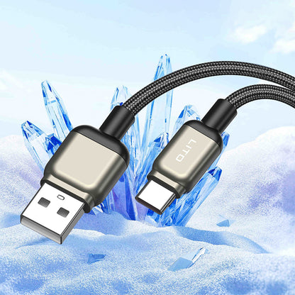 USB-A - USB-C Lito LD17 -data- ja latauskaapeli, 18W, 1m, Musta