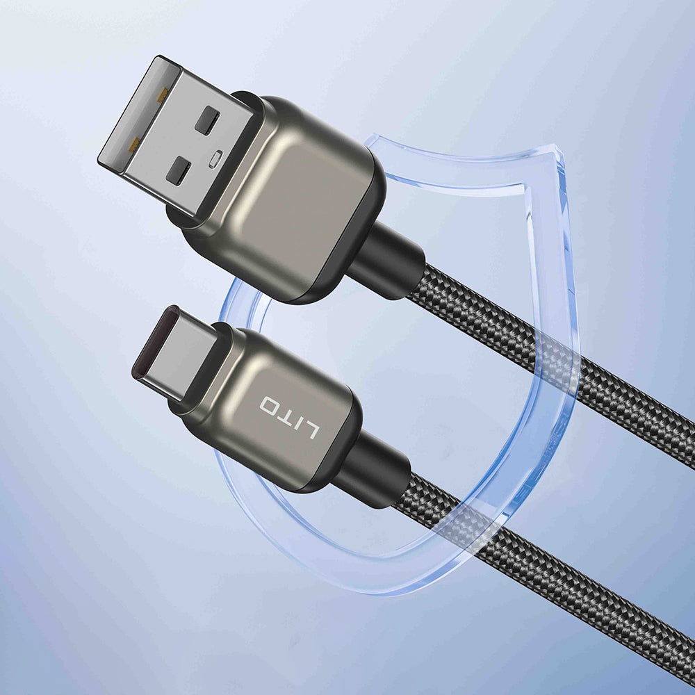 USB-A - USB-C Lito LD17 -data- ja latauskaapeli, 18W, 1m, Musta