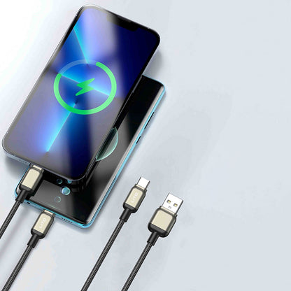 USB-A - USB-C Lito LD17 -data- ja latauskaapeli, 18W, 1m, Musta