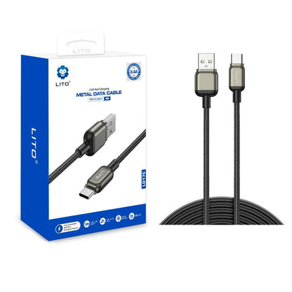 USB-A - USB-C Lito LD17 -data- ja latauskaapeli, 18W, 1m, Musta