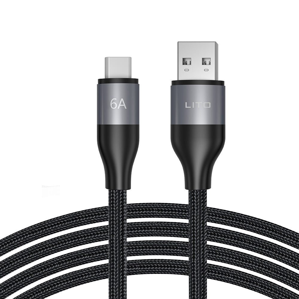 USB-A - USB-C Lito LD23T data- ja latauskaapeli, 18W, 1m, Harmaa