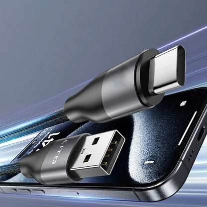 USB-A - USB-C Lito LD23T data- ja latauskaapeli, 18W, 1m, Harmaa