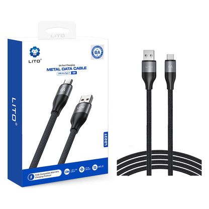USB-A - USB-C Lito LD23T data- ja latauskaapeli, 18W, 1m, Harmaa