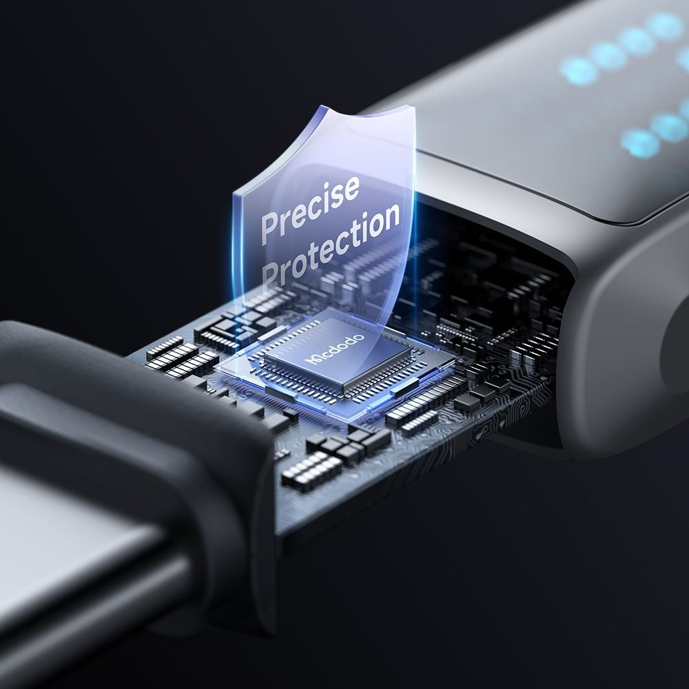 USB-A - USB-C McDodo CA-2350 Display -data- ja latauskaapeli, 100W, 1.2m, Musta