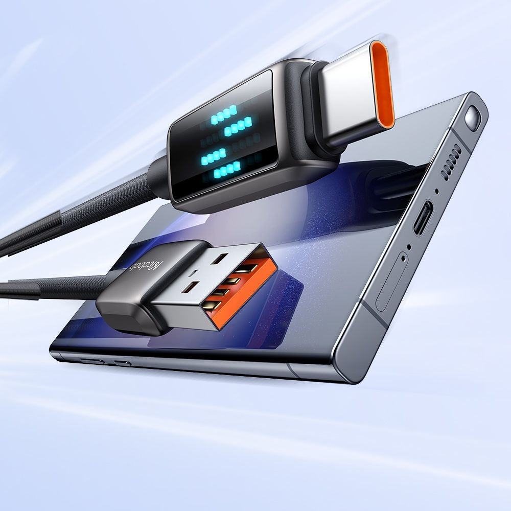 USB-A - USB-C McDodo CA-2350 Display -data- ja latauskaapeli, 100W, 1.2m, Musta