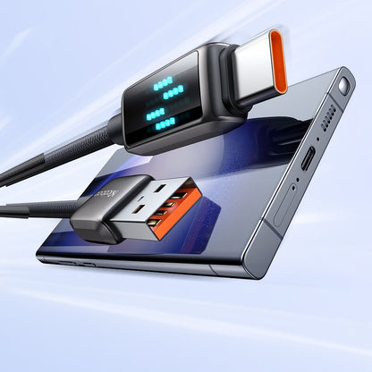 USB-A - USB-C McDodo CA-2350 Display -data- ja latauskaapeli, 100W, 1.2m, Musta