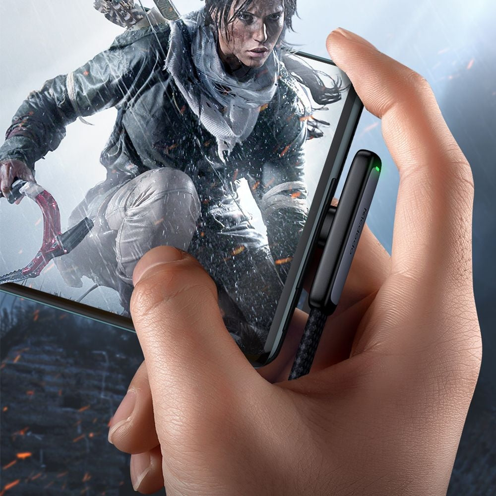 USB-A - USB-C McDodo CA-3340 Angled -data- ja latauskaapeli, 100W, 1.2m, Musta