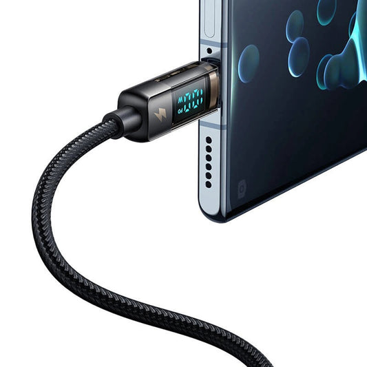 USB-A - USB-C McDodo CA-3630 Data- ja latauskaapeli, Auto Power Off -näyttö, 66W, 1.2m, Musta