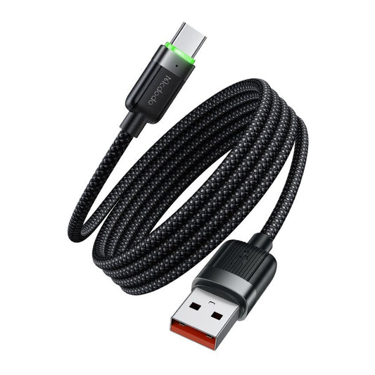 USB-A - USB-C McDodo CA-5650 itsestään käämittyvä data- ja latauskaapeli, 66W, 1.2m, Musta