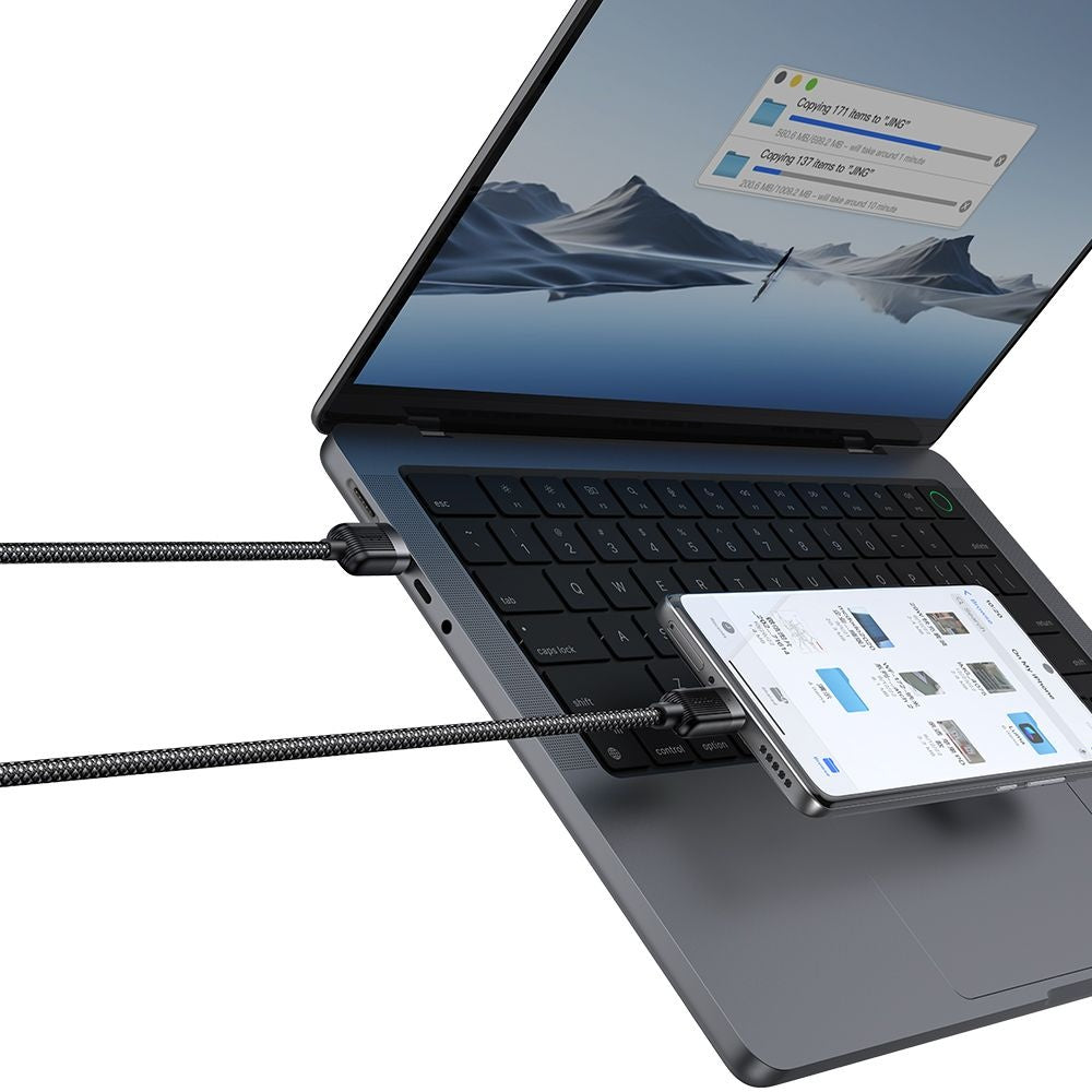 USB-A - USB-C McDodo CA-5650 itsestään käämittyvä data- ja latauskaapeli, 66W, 1.2m, Musta