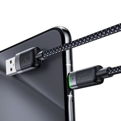 USB-A - USB-C McDodo CA-5650 itsestään käämittyvä data- ja latauskaapeli, 66W, 1.2m, Musta