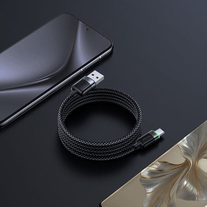 USB-A - USB-C McDodo CA-5650 itsestään käämittyvä data- ja latauskaapeli, 66W, 1.2m, Musta