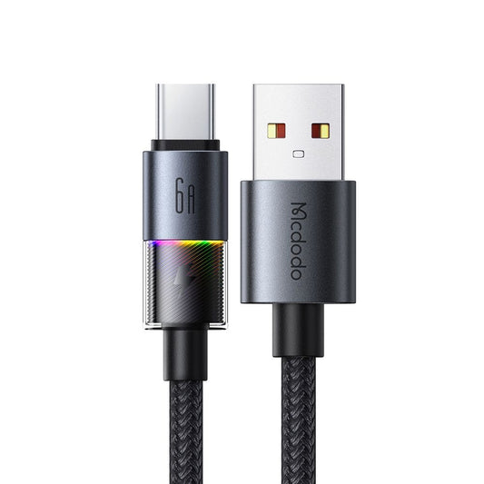 USB-A - USB-C McDodo CA-8180 Colorful -data- ja latauskaapeli, 66W, 1.2m, Musta