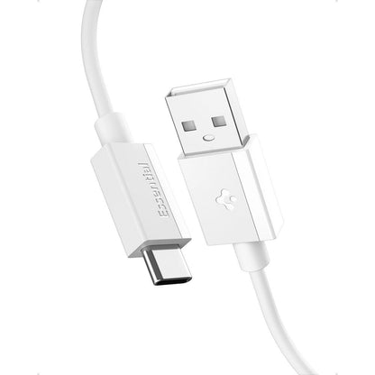 USB-A - USB-C Spigen Essential -data- ja latauskaapeli, 60W, 2m, Valkoinen
