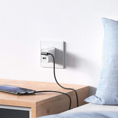 UGREEN US176 Angled USB-A - USB-C Data- ja Latauskaapeli, 18W, 3m, Harmaa