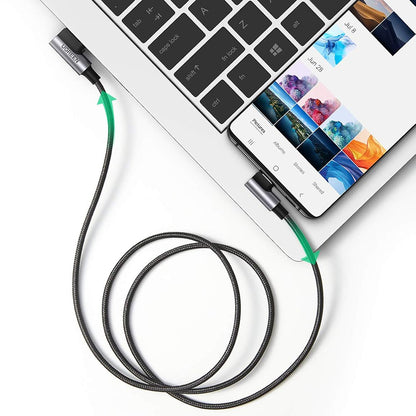 UGREEN US176 Angled USB-A - USB-C Data- ja Latauskaapeli, 18W, 3m, Harmaa