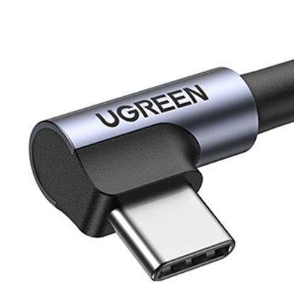 UGREEN US284 Angled USB-A - USB-C Data ja Latauskaapeli, 18W, 0.5m, Harmaa