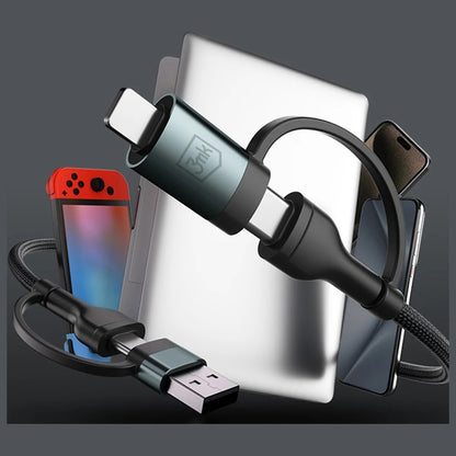 USB-A / USB-C - USB-C / Lightning 3MK Hyper N -data- ja latauskaapeli, 60W, 1.2m, Musta