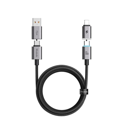 USB-A / USB-C tiedonsiirto- ja latauskaapeli - USB-C / Lightning McDodo CA-6560, 60W, 1,2m, Musta