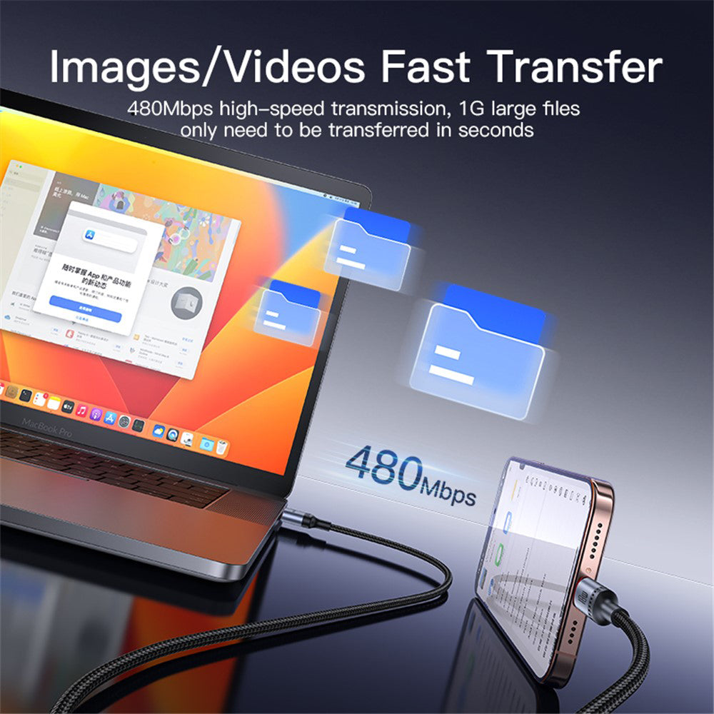 USB-A to USB-C Data and Charging Cable Yesido CA129C, 18W, 1.2m, Black