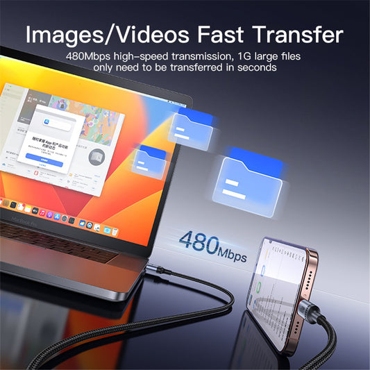 USB-A - USB-C Yesido CA129C Data- ja Latauskaapeli, 18W, 1.2m, Musta