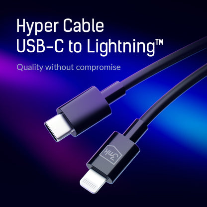 USB-C - Lightning 3MK Hyper -tietojen siirto- ja latauskaapeli, 20W, 1,2 m, valkoinen