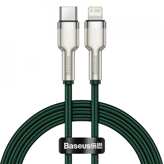 USB-C - Lightning Baseus Cafule Metal -data- ja latauskaapeli, 20W, 1m, Vihreä CATLJK-A06