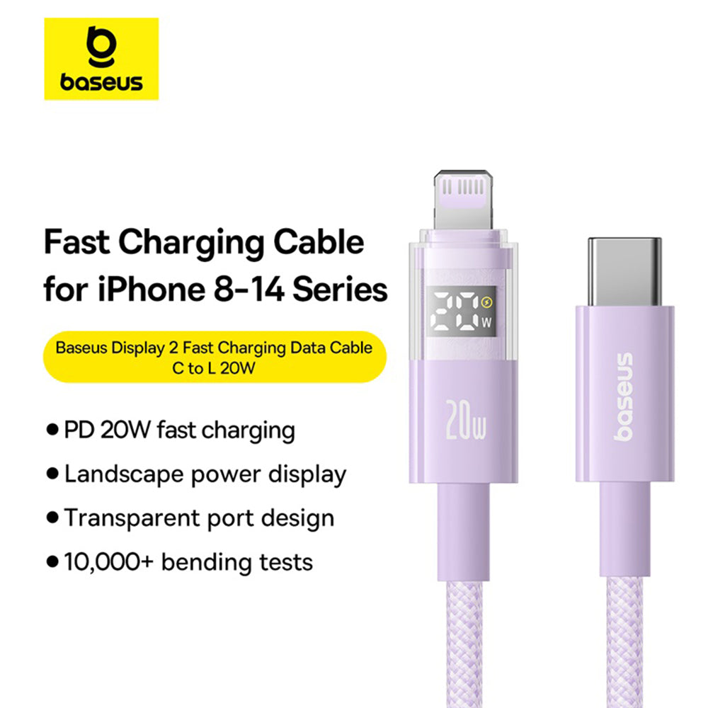 USB-C - Lightning Baseus Display 2, 20W, 2m, Violetti P10382703511-01