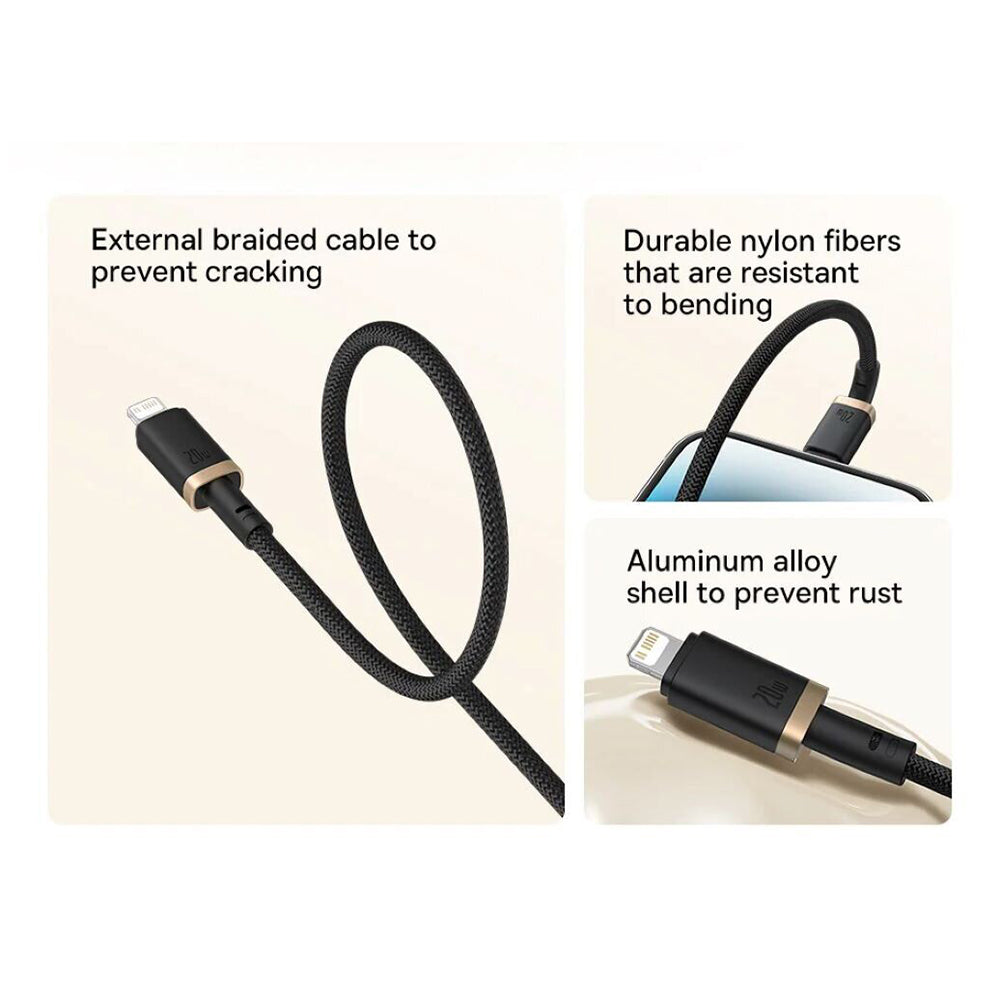 USB-C - Lightning Baseus Dura Series -data- ja latauskaapeli, 20W, 2m, Punainen Musta E0420802