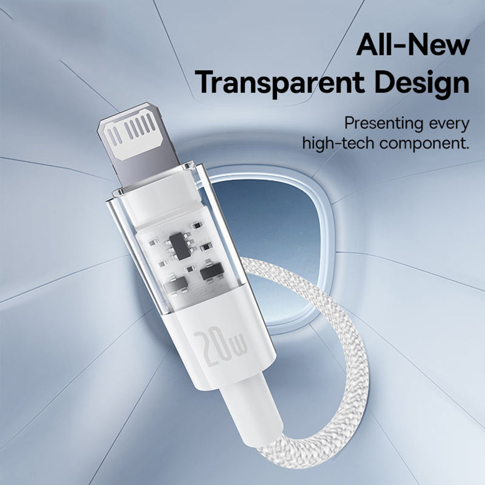 USB-C - Lightning Baseus Gem -data- ja latauskaapeli, 20W, 2m, Valkoinen P10373001211-01